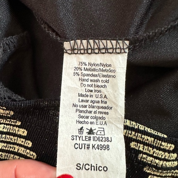 Lovely Day Black Cream Zigzag Print Sparkle Metallic Halter Midi Dress Size S - Picture 15 of 17